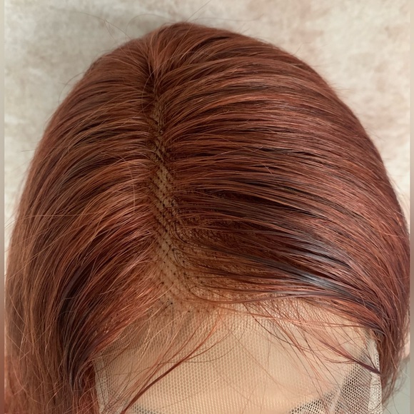 Human Hair Copper Red Bodywave Lace Closure Wig - Picture 7 of 15